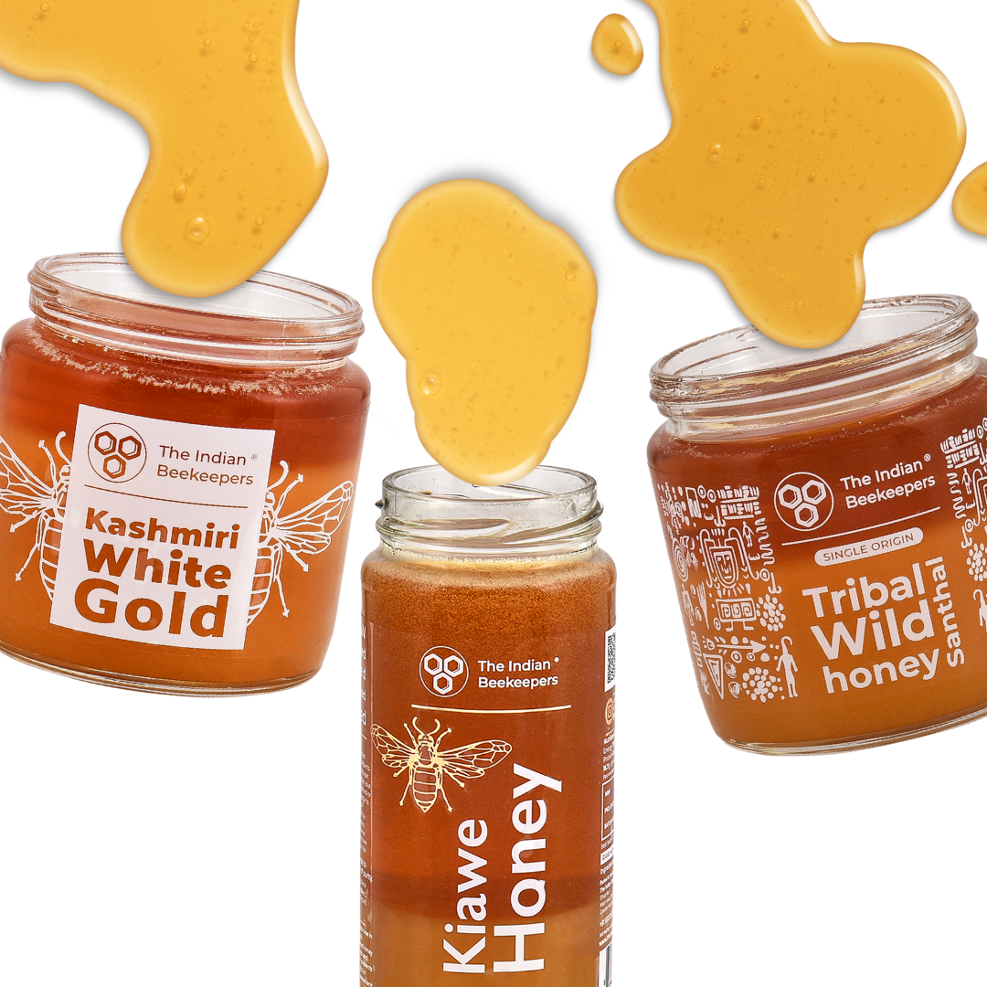 White Honey Combo (Pack of 3)- Kashmiri White Gold, Kiawe Honey, Santhal Tribal