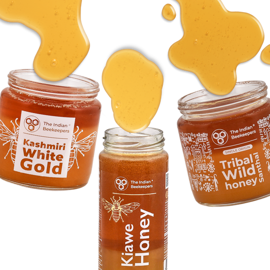 White Honey Combo (Pack of 3)- Kashmiri White Gold, Kiawe Honey, Santhal Tribal