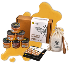 100% Raw Honey Assorted Sampler Taster Box Pack of 6 - 35gm each