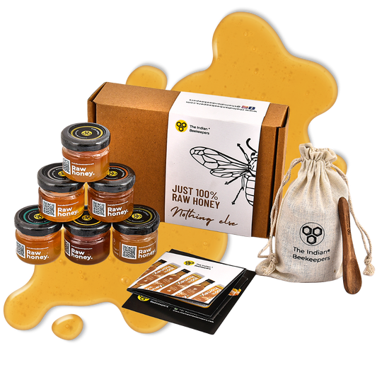 100% Raw Honey Assorted Sampler Taster Box Pack of 6 - 35gm each